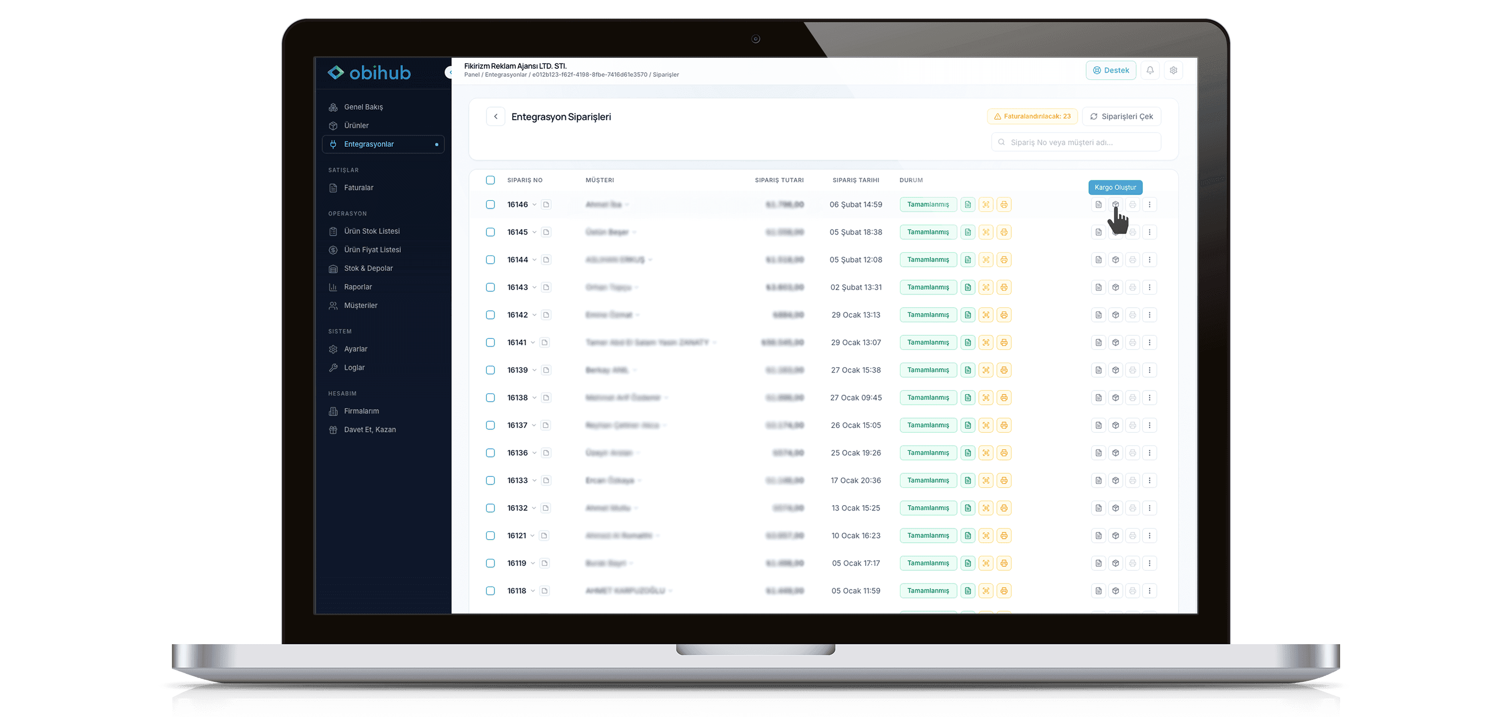WooCommerce Entegrasyonu ekranı